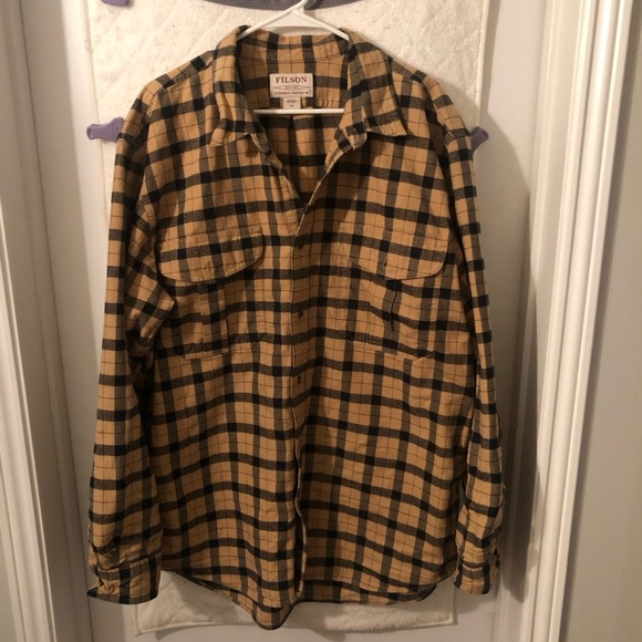 Filson Other - Filson Cotton Plaid Flannel Button Up Shirt in Camel and Black - Size XXL